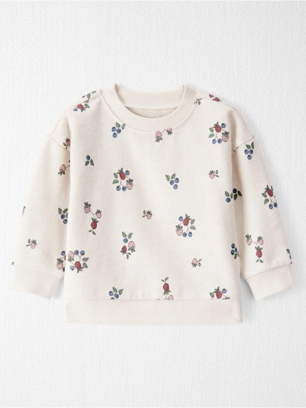 Cream Floral & Fruit Print Crewneck Sweatshirt for Kids